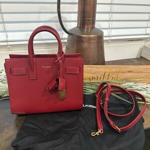 Saint Laurent Red Leather Tote Bag